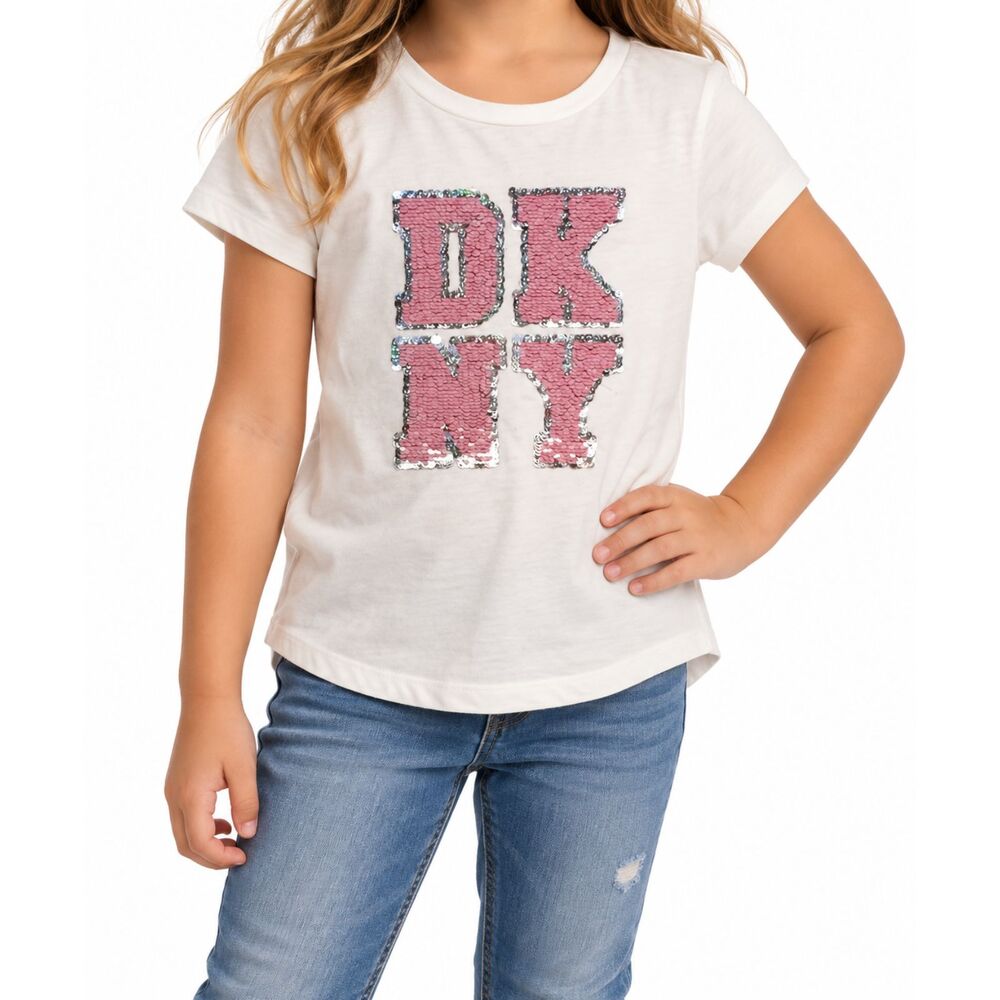 🔥 5 for $30 🔥 DKNY Girls’ Sequin Flip Logo Tee | Size 5